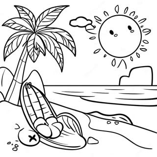 Tropisk Strand Luau Farvelægningsside | Luau malebog