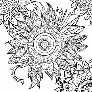 Farverig Fjer Mandala Malebog | Fjer malebog