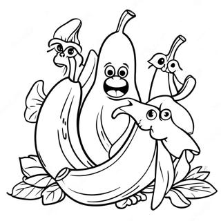 Glad Banan Familie Farvelægningsside | Banan malebog