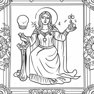 Farvelægningssider med tarotkort | Tarotkort malebog