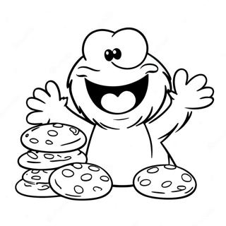 Glad Cookie Monster med Småkager Malebog | Cookie Monster malebog