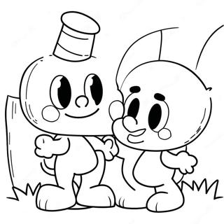 Cuphead og Mugman eventyr farvelægningsside | Cuphead malebog