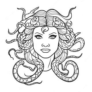 Mythologisk Medusa med Slanger Farvelægningsside | Medusa malebog