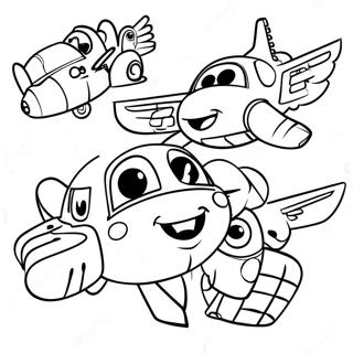 Farverige Super Vinger Figurer Farvelægningsside | Super Vinger malebog