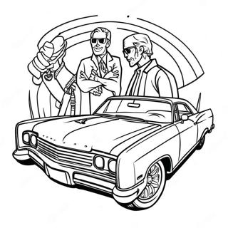 Klassisk Lowrider med Hydraulisk Affjedring Farvelægningsside | Lowrider malebog